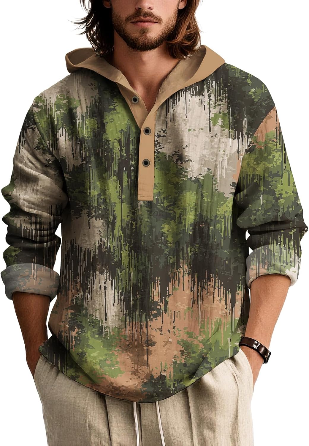 Mens Graphic Hoodies Cowboy Aztec Western Lightweight Camo Pullover Sweatshirt Hooded 1/4 Button Down T Shirts