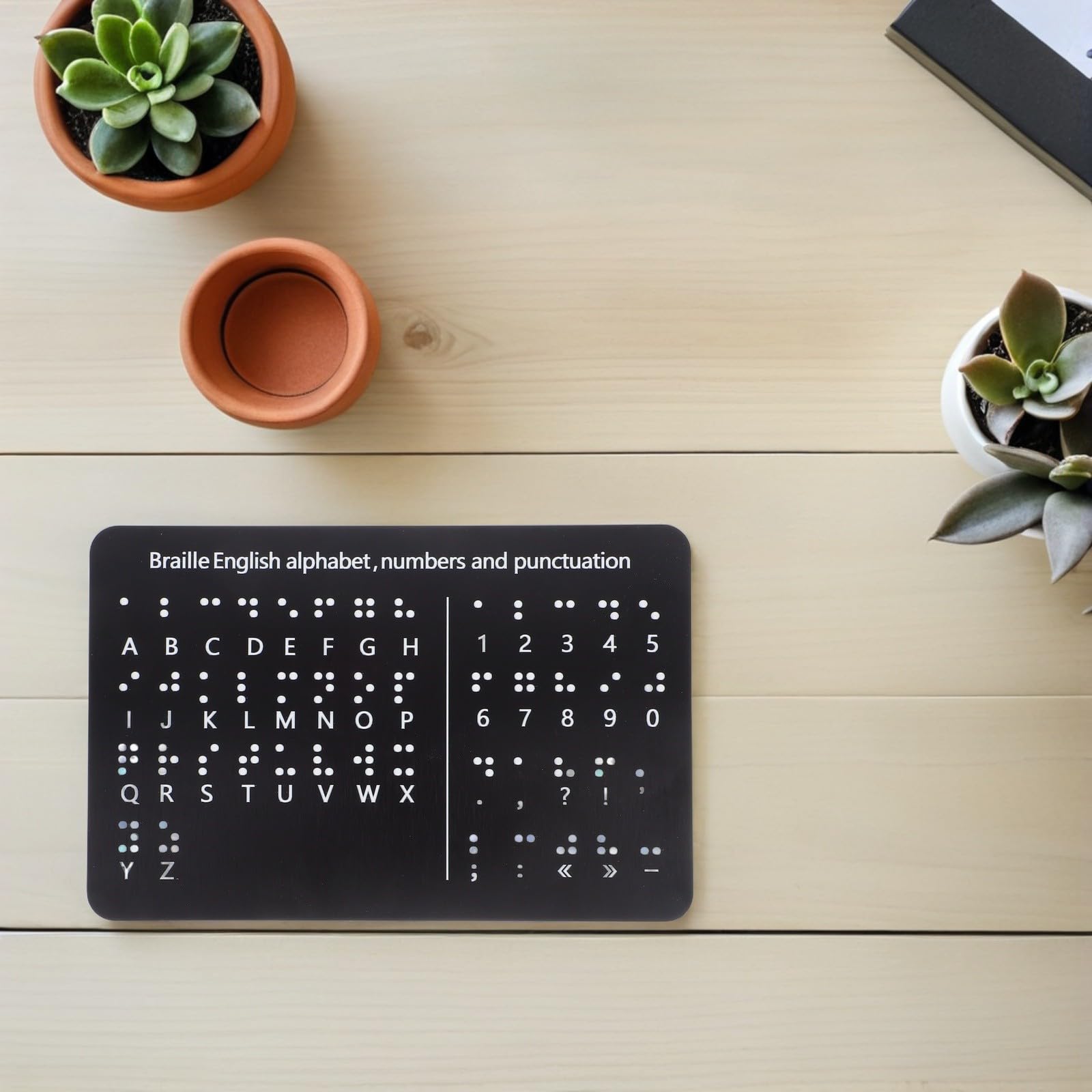 Tablero de Alfabeto Braille con Puntos en Relieve para Números y Signos, Panel Compuesto de Aluminio, Herramienta Educativa para Principiantes en Casa o Escuela