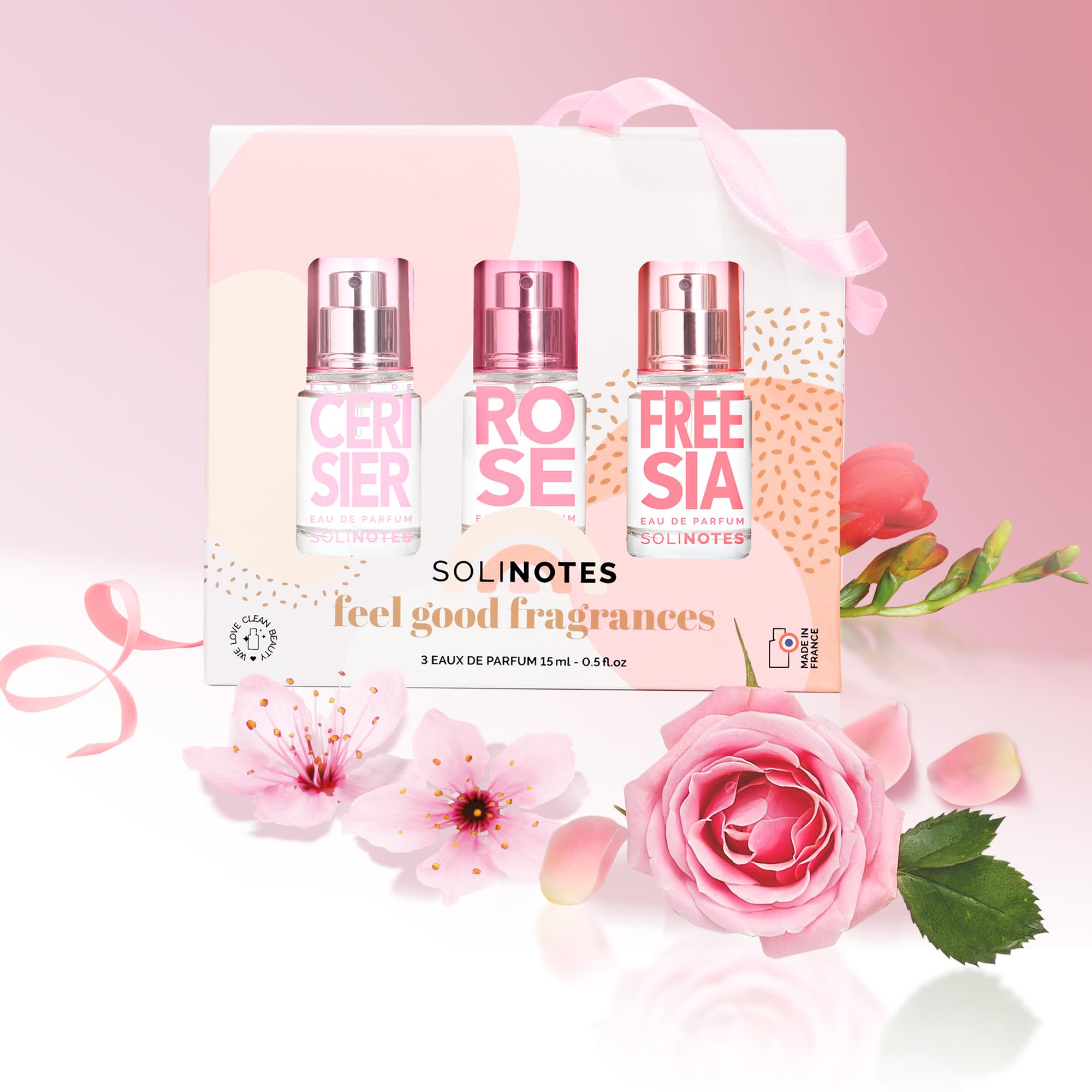 Solinotes Eau De Parfum Discovery Set – Cherry, Rose, Freesia Fragrance Gift Set di 3 flaconi spray profumanti per donne, note di sandalo, muschio, legno di cedaro, 15 ml