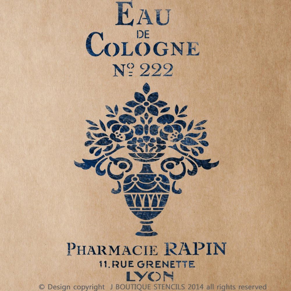 Eau De Cologne Vintage Stencil for Painting Signs Crafting DIY Wall Decor - Artistic Stencil