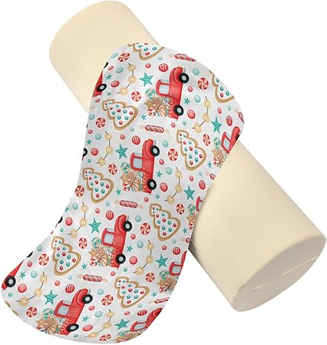 Miniatura 2 de Christmas Red Truck with Sweets Decorative Bolster Pillow Small Neck Roll Pillow Round Pillow Covers Decorative Cylinder Bolster Cervical