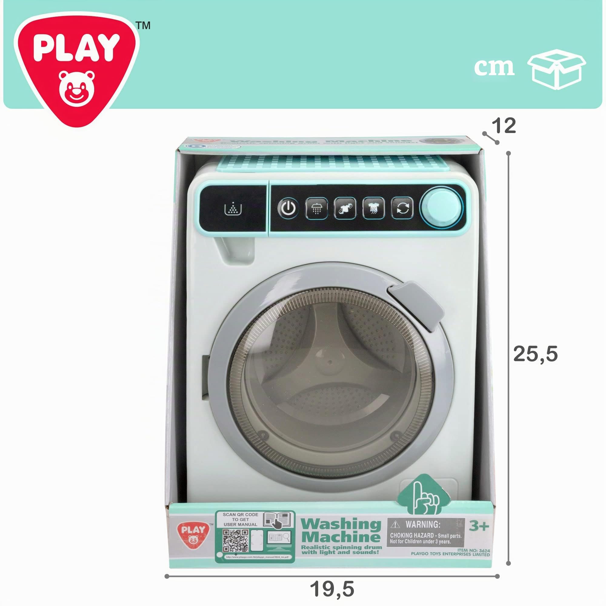 COLORBABY Play 46899 - Lavatrice con luci e Suoni per Ragazzi e Ragazze, elettrodomestici Giocattolo per Bambini, Mini Lavatrice per Giocare, Giocattoli per la casa, batterie Incluse
