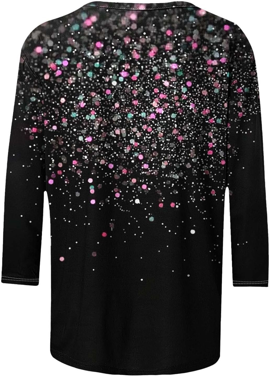 Sequin Printing Shirt for Women 3/4 Sleeve Loose Fit Trendy Spring Fall Blouse Crewneck Tops Wear to Party Vacation - Image 5