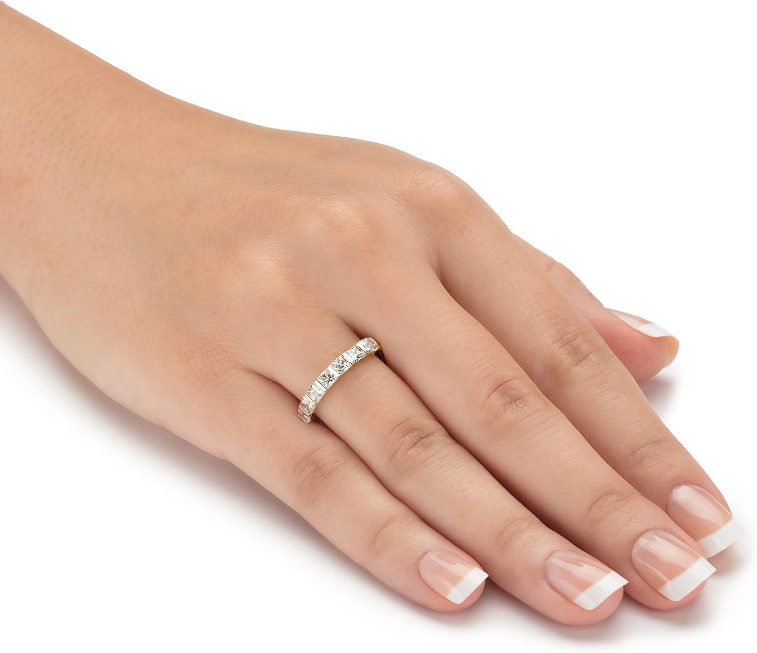 Palm Beach Jewelry PalmBeach Yellow Gold-plated Sterling Silver Princess Cut Cubic Zirconia Stackable Ring Sizes 6-10