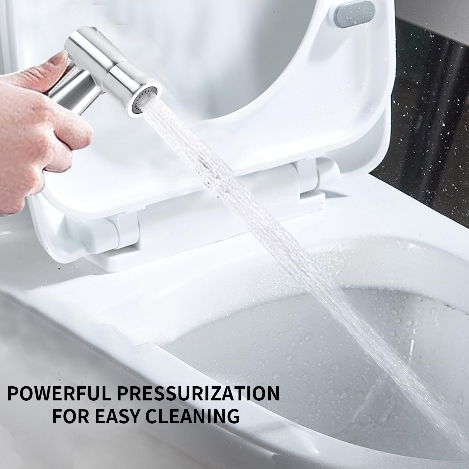 Bidet zestaw prysznicowy z dozownikiem kranu, hakiem na wąż sprężynowy, higiena łazienki i czyszczenie pieluch, kolor srebrny