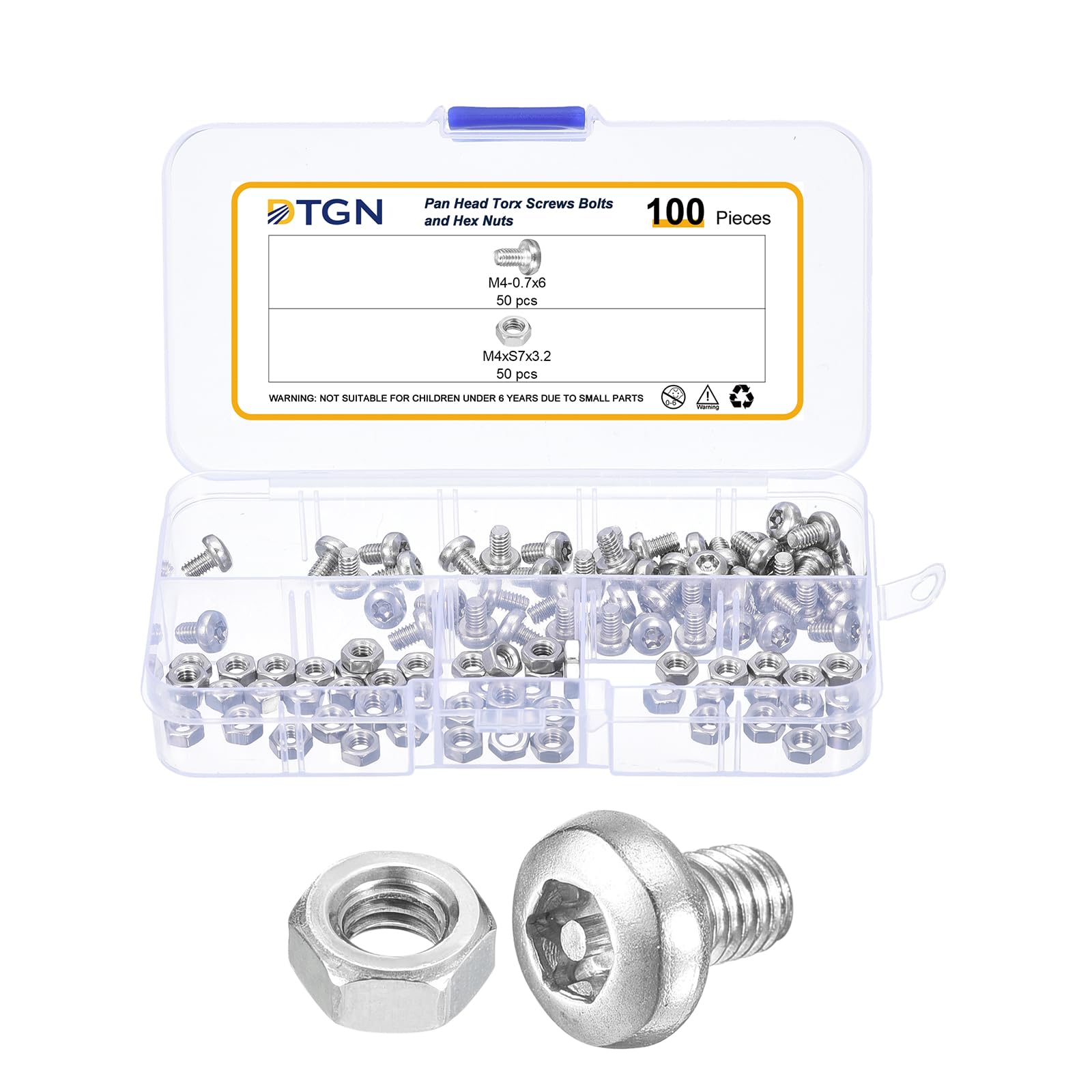 DTGN M4x6mm Pan Head Torx Security Screws, 100Pack, Good for Machinery