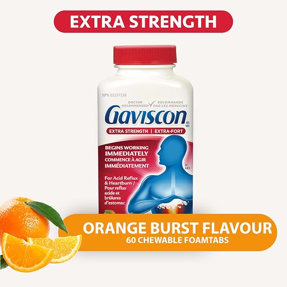 Gaviscon Extra Strength Orange Burst 60 Chewable Foamtabs