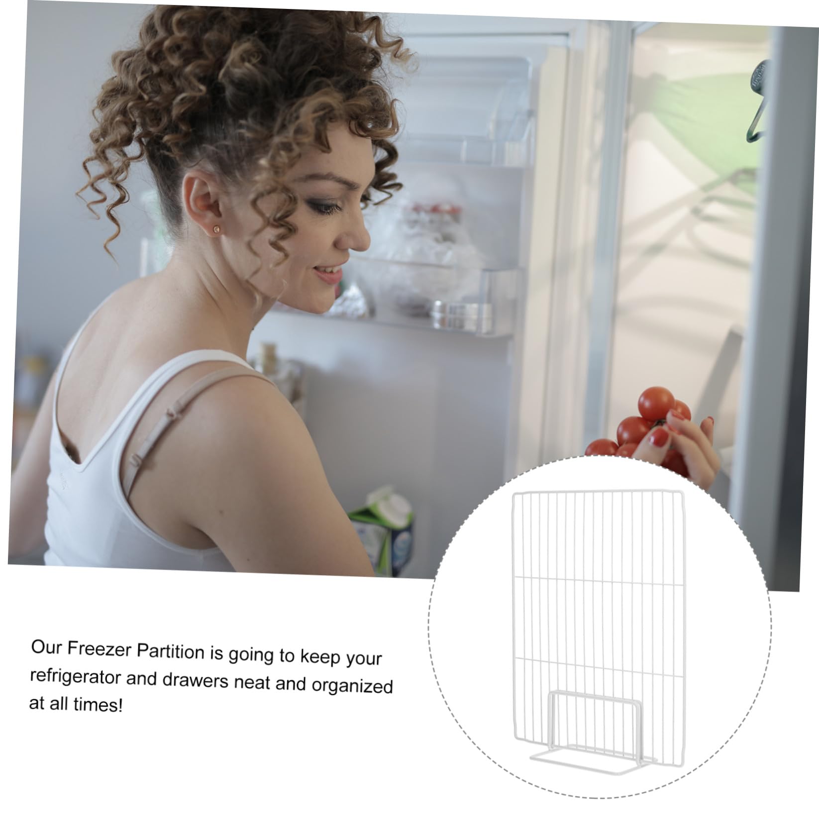 HOMSFOU Divisor para Congelador de Hierro Resistente 28x36 Cm, Organizador de Espacios para Refrigerador y Congelador, Estante de Repuesto para Almacenamiento en Cocina y Supermercado