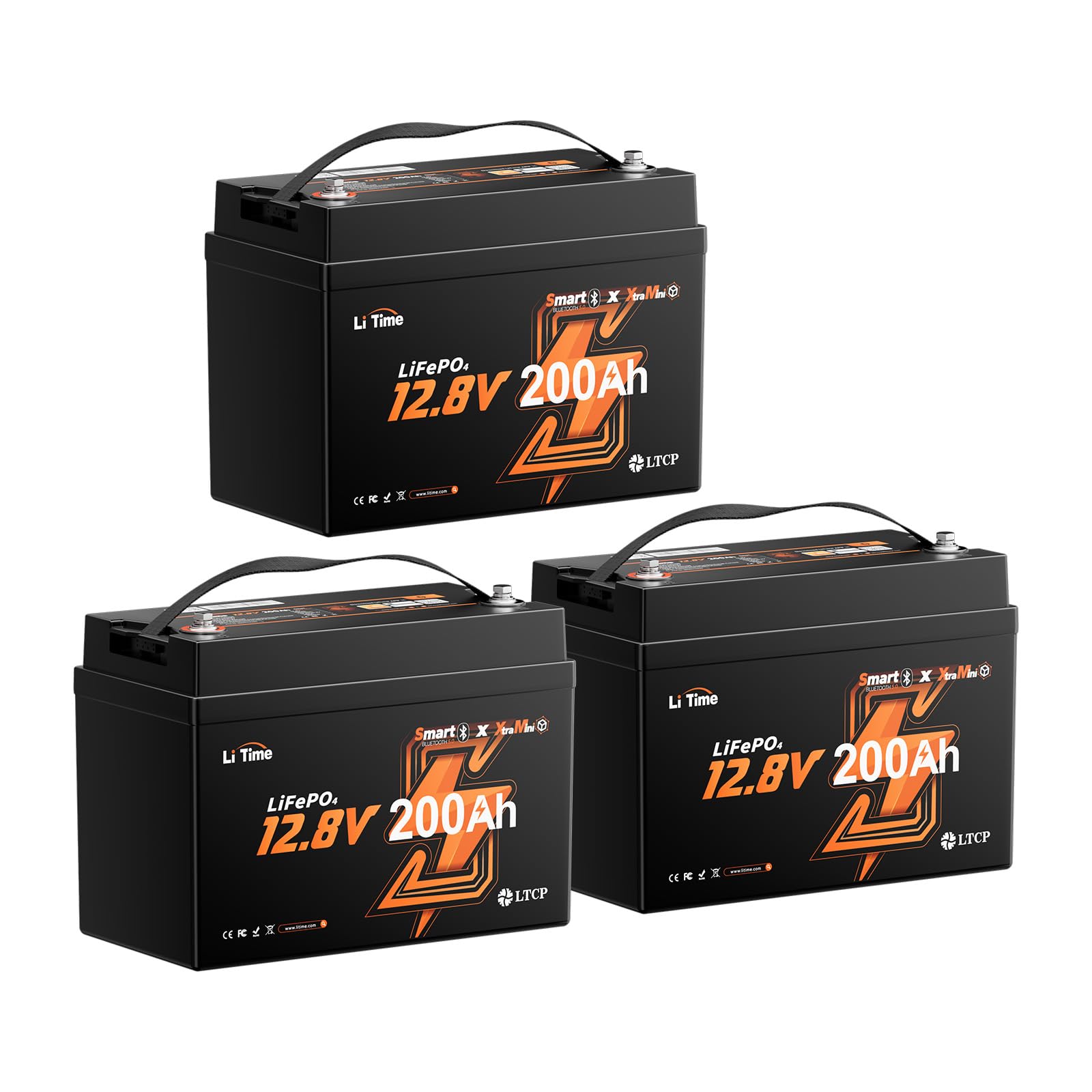 Litime 12V 200Ah Lithium LiFePO4 Battery for Trolling Motor, Marine(3 Pack)