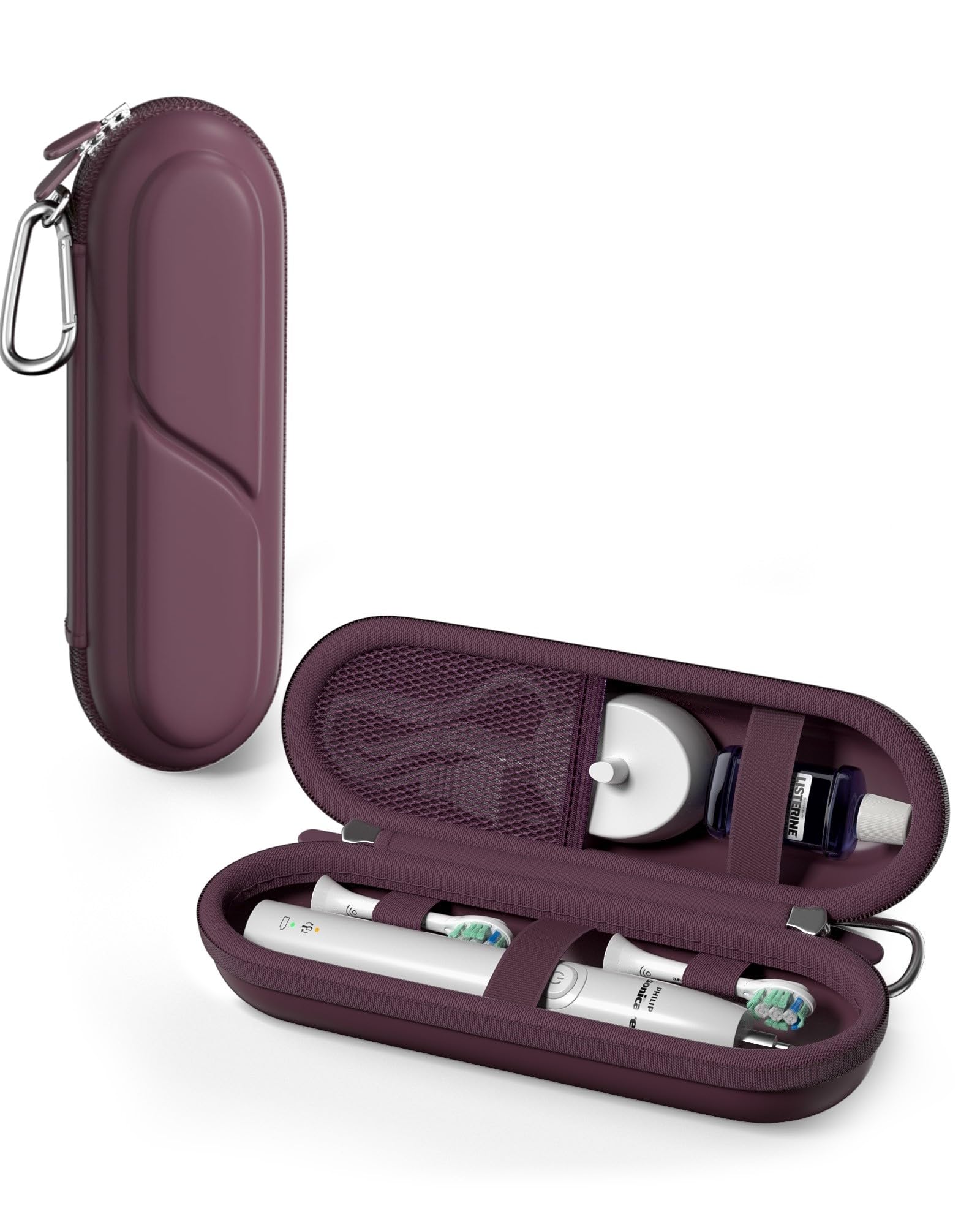 ProCase Etui na elektryczną szczoteczkę do zębów Oral-B Pro/Smartseries/iO Series/Phlips Sonicare, kompaktowy podróżny organizer ochronny na szczoteczki do zębów, pomieści akcesoria, śliwkowy