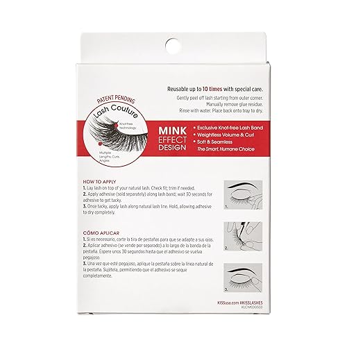 Vista 21 de KISS Lash Couture - Pestañas postizas de visón sintético, paquete múltiple, "Little Black Dress", 0.472 pulgadas, múltiples longitudes