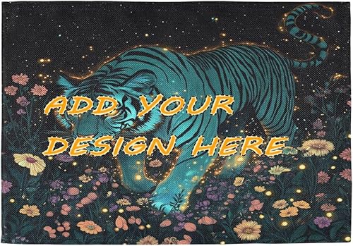 Custom Turquoise Tigers Place mats for Kitchen Table Washable Rustic Waterproof placemats for Kitchen Table 6 Piecing 12 x 18 manteles para comedor