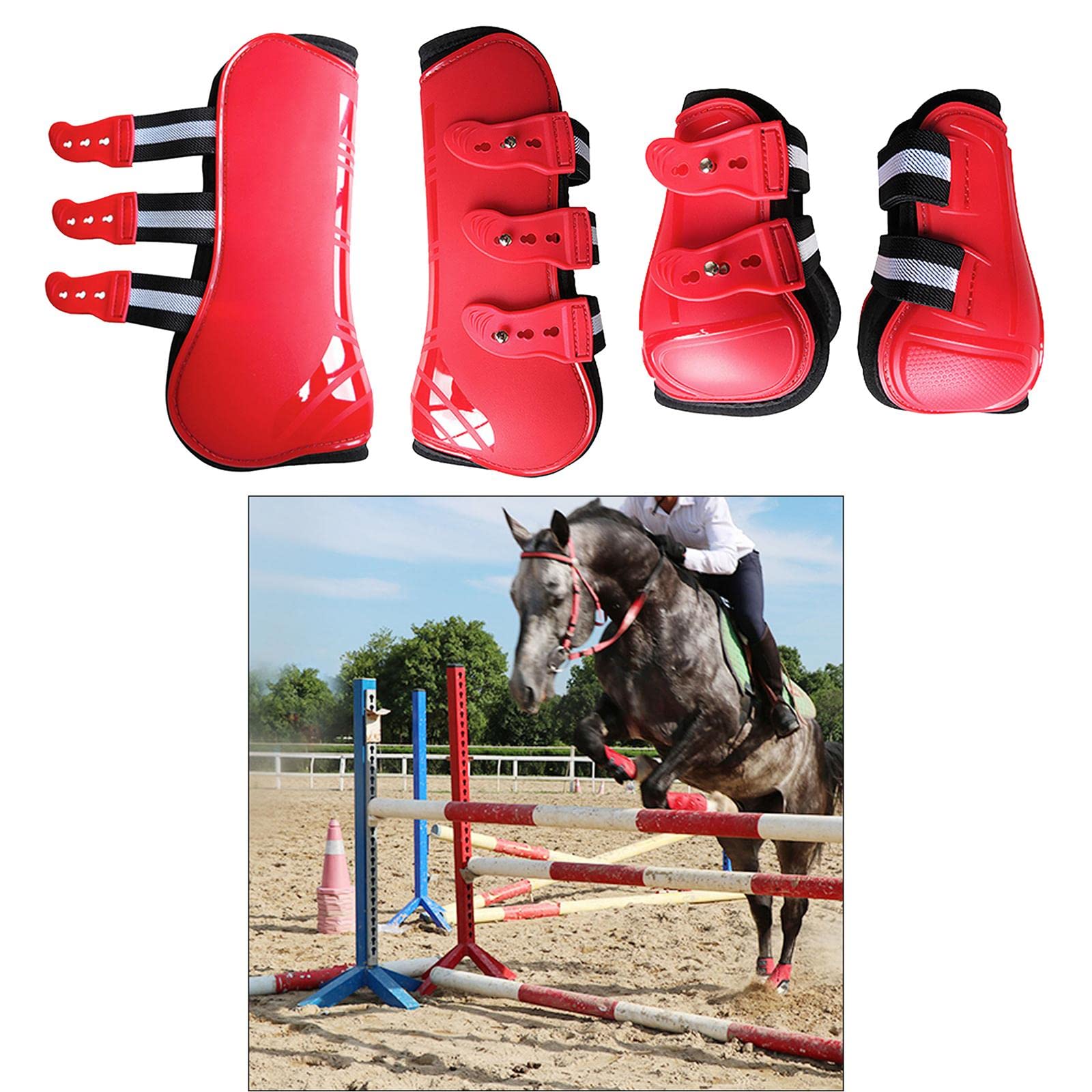 predolo Botas de Férula para Caballos, Juego de Soporte para Piernas Delanteras Y Traseras para Equipo Ecuestre de Equitación