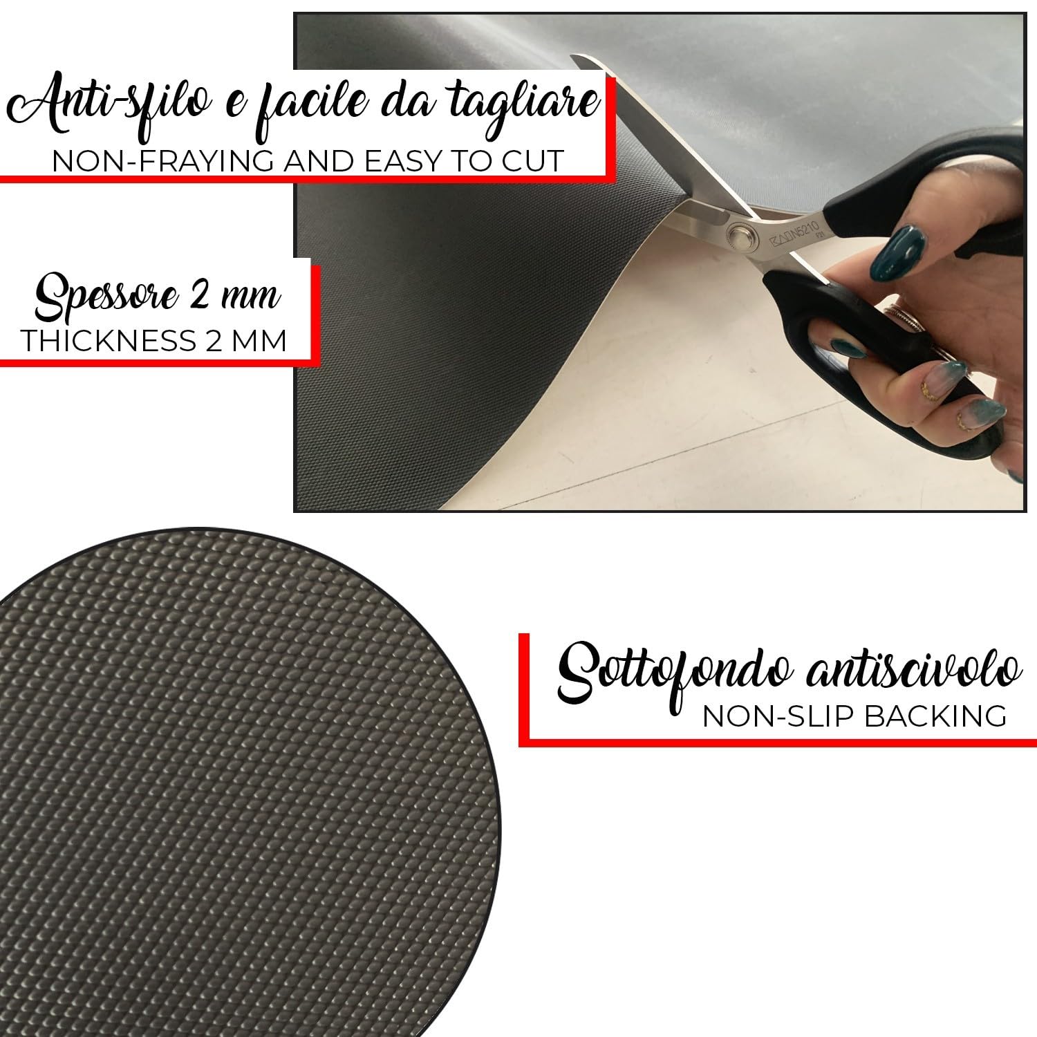 emmevi Tapis de cuisine en caoutchouc PVC imprimé en haute résolution HD anti-taches antidérapant 51 x 340 pierres