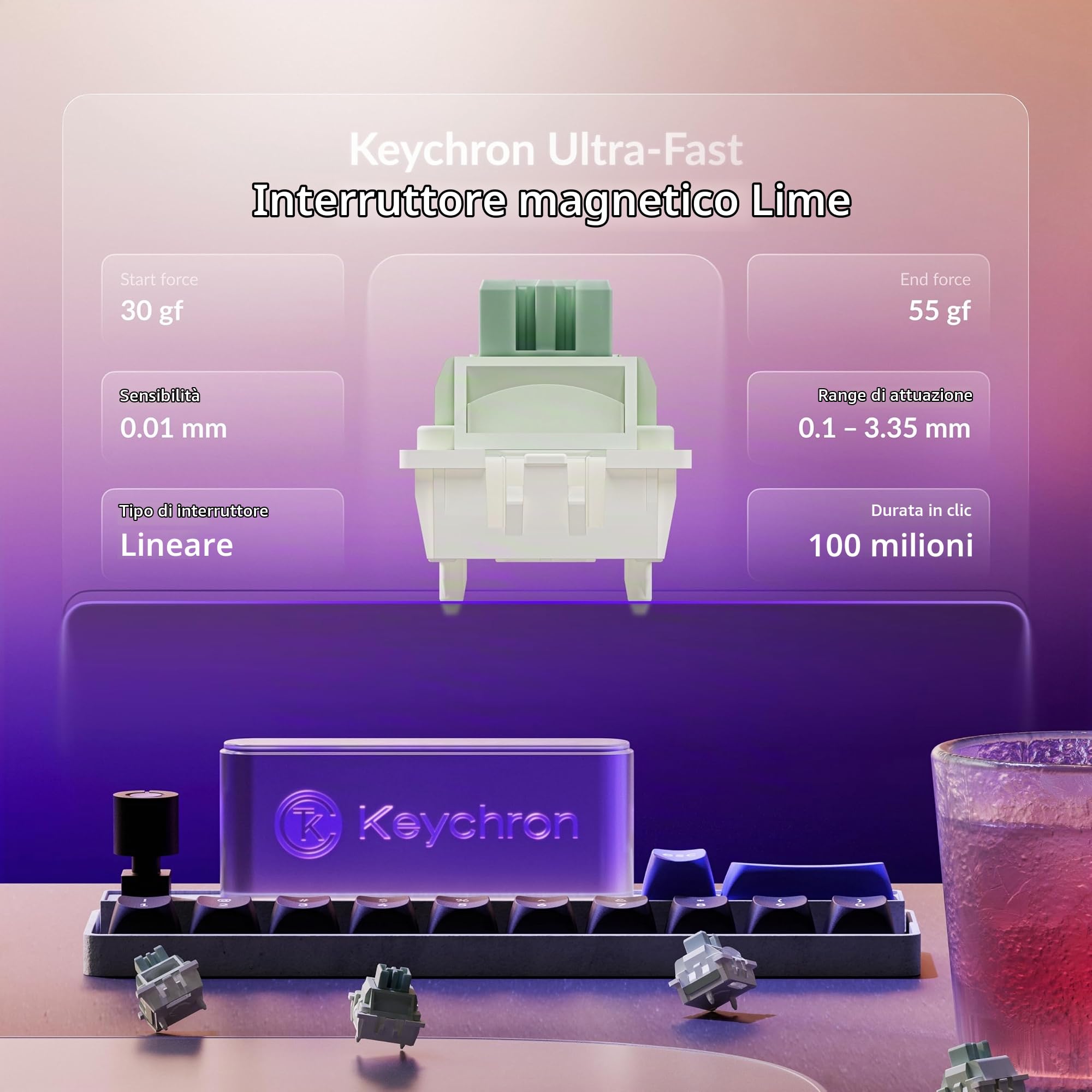 Keychron Q6 HE - Tastiera cablata ad effetto hall, tastiera con interruttore magnetico a scatto rapido, hot swap, frequenza di polling 8000 Hz, layout full-size in alluminio, RGB personalizzato per