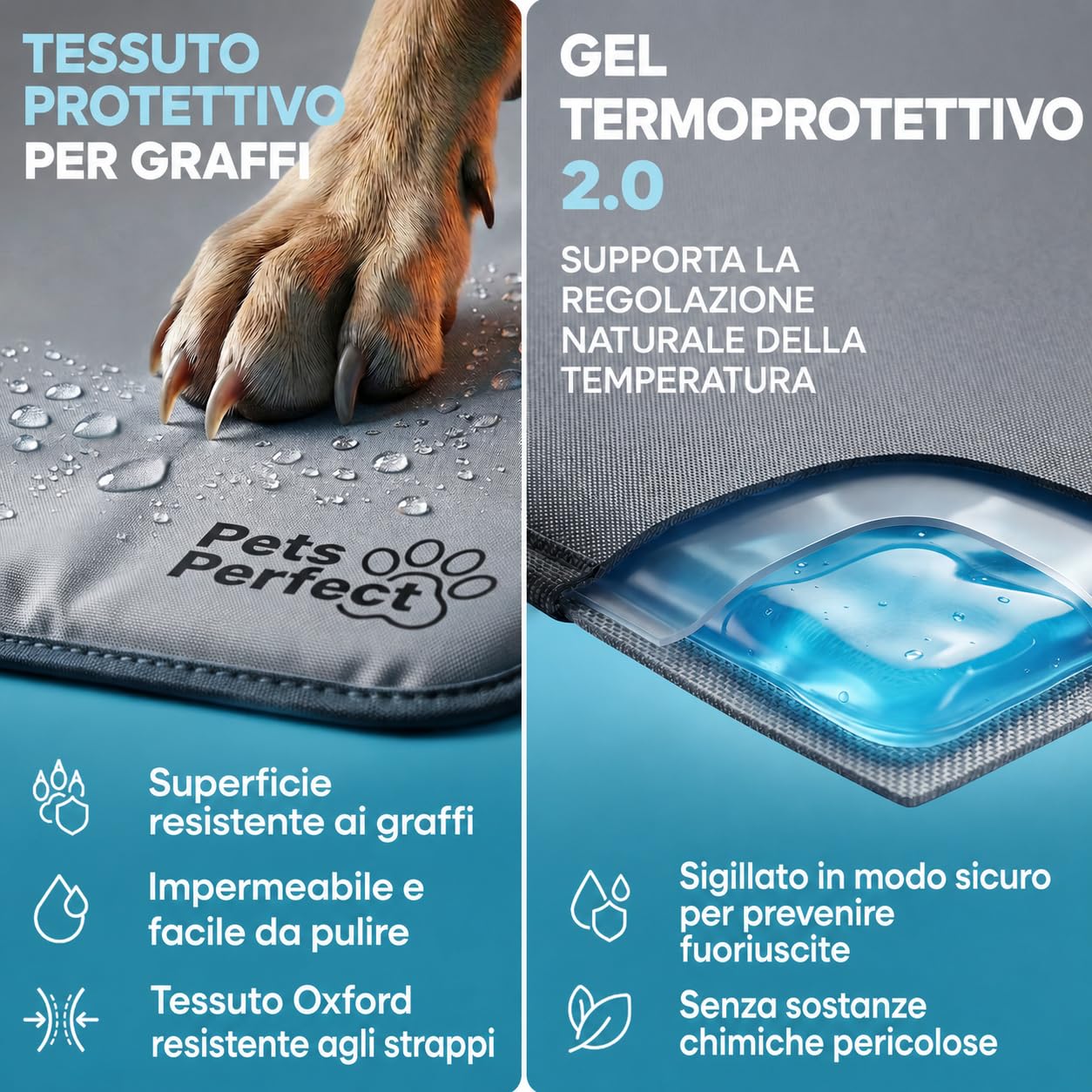 Tappetino refrigerante cane auto rinfrescante - cooling mat con gel non tossico - tappeto refrigerante per cani XL XXL e tappetino rinfrescante per gatti pieghevole