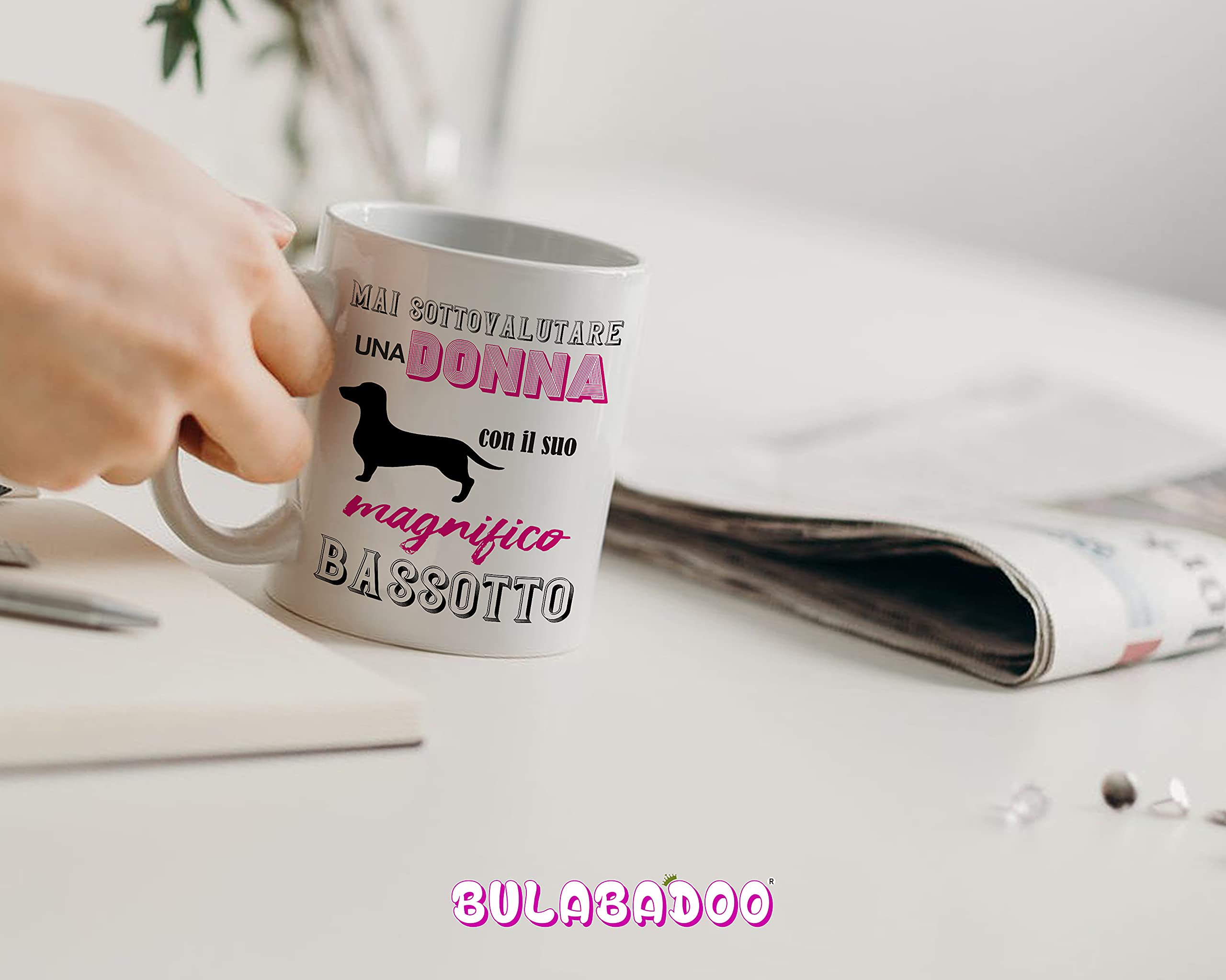 Divertente sottobicchiere con illustrazione di bassotto - Regalo per