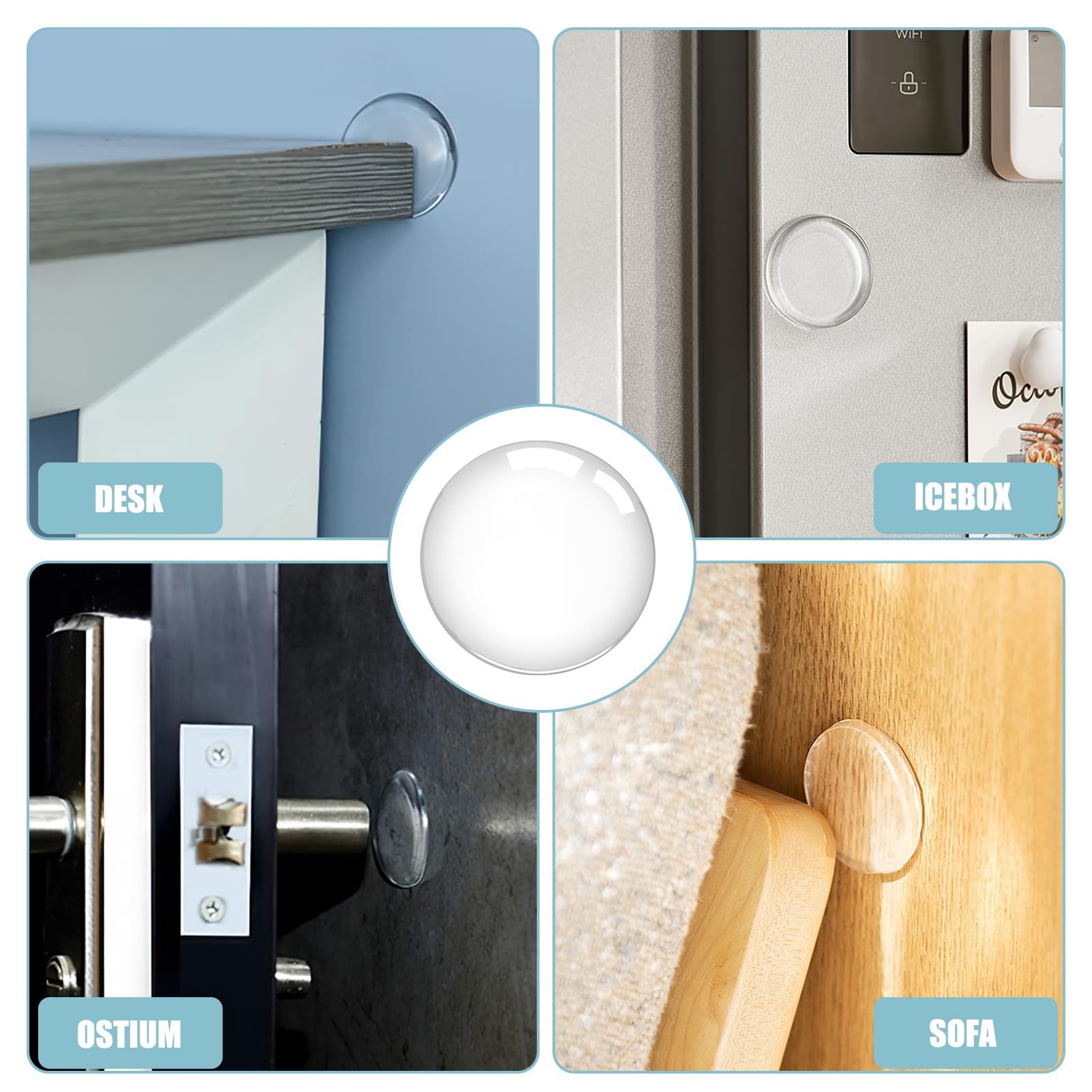 6 Pièces Butée De Poignée De Porte Murale En Silicone Transparent, Butée De Porte Adhésive, Coussin De Protection Ronde, Réutilisable Et Facile à Installer, Convient Pour Cuisine Salle De Bain Bureau