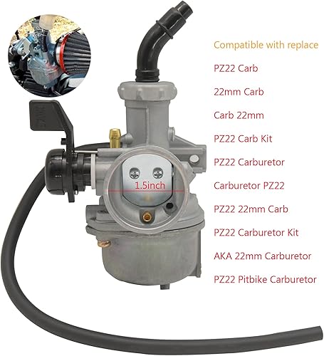 Miniatura 3 de Carburador PZ22 PZ22 Filtro de Carbohidratos y Aire Compatible con Motocicletas Dirt Bike Pit Bike Monkey Scooter ATV Quad Go Karts de 110cc 125cc