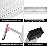 Giantex Work Platform Aluminum Step Ladder Drywall Safe CE Approved of Capacity 330 LBS Heavy Duty Portable Bench Folding Ladders Stool w/Non-Slip Mat (Silver)