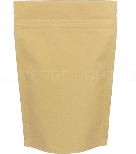 CleverDelights Bolsas de pie Kraft - 8oz - Paquete de 100 - 6" x 9" x 3"