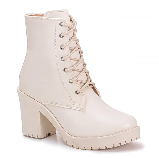 Coturno Feminino Bota Salto e Cadarço Ajuste Casual Solado Confort