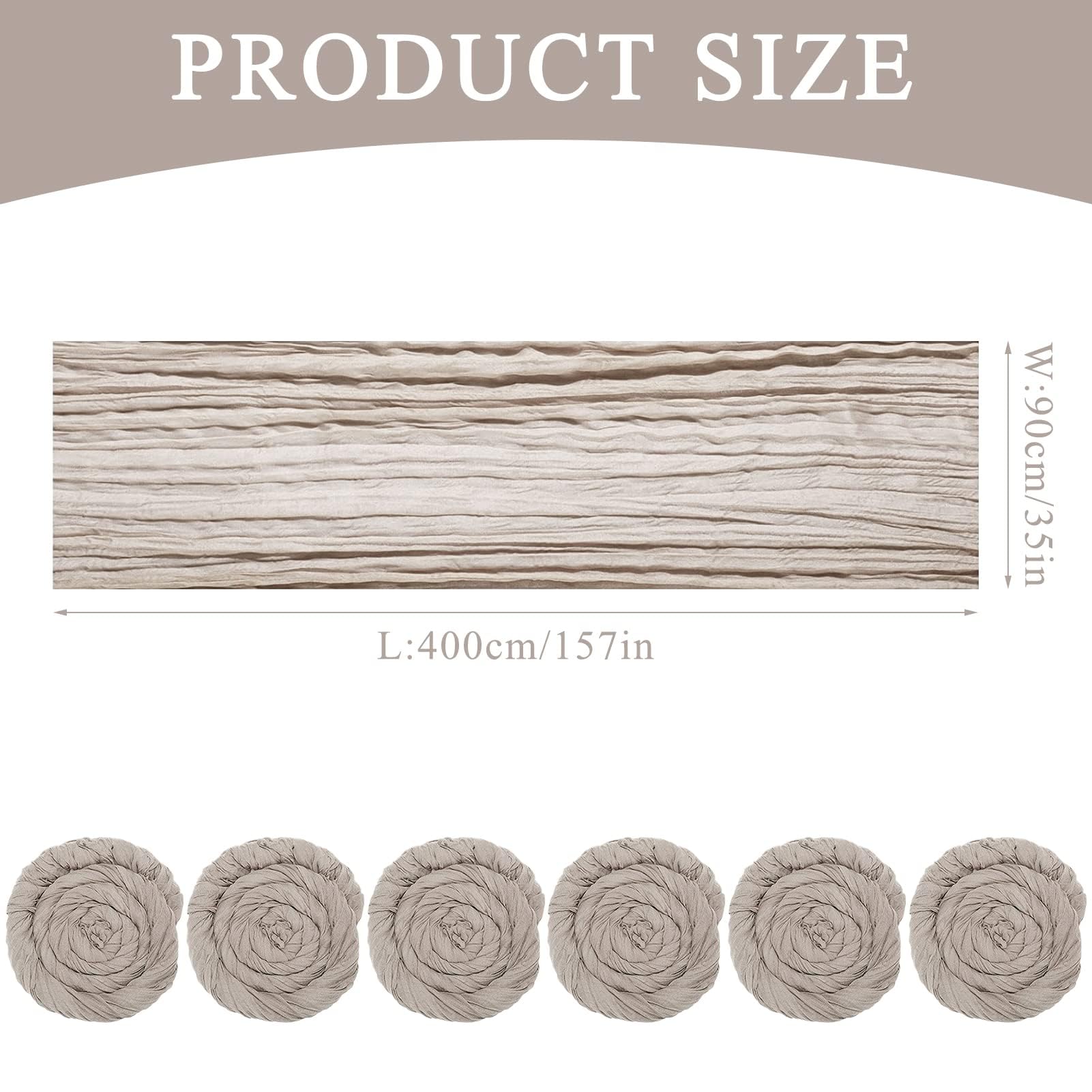 Tischläufer käsetuch, 6 Stück Käsetuch Tischläufer Boho-Gaze, 90 x 400 cm, 13 Fuß Tisch Läufer Halbtransparenter für Hochzeit Party Urlaub Dekoration Tischdekoration(Helle Kamelfarbe)
