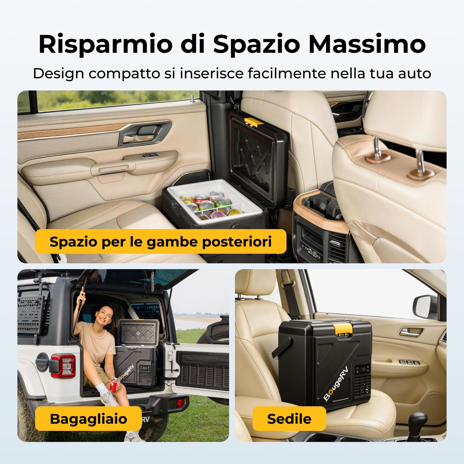 BougeRV CRH20 Compressore Frigo Klein 20L con Maniglia, Portatile Auto 12V 24V 230V Freezer App IPX4 Mini Frigorifero Elettrico per Camping Viaggi, -20°C~20°C (2026 Novità)
