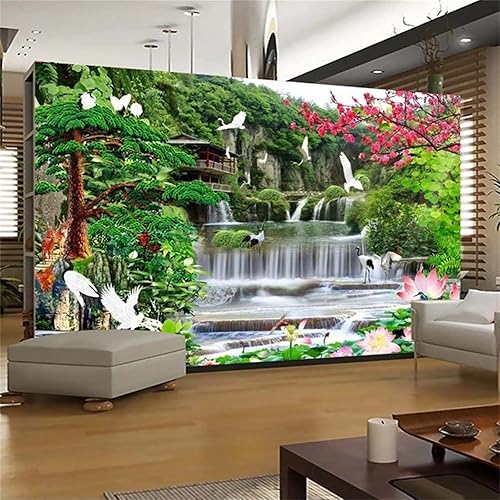 Miniatura 3 de Mural 3D de paisaje de la naturaleza en cascada de montaña, papel tapiz 3D personalizado, decoración de pared de dormitorio, imagen transparente