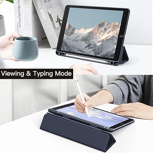 Miniatura 21 de JETech Funda para iPad de 9.7 pulgadas (6ª/5ª generación, 2018/2017) con soporte para lápices, carcasa trasera transparente transparente, soporte