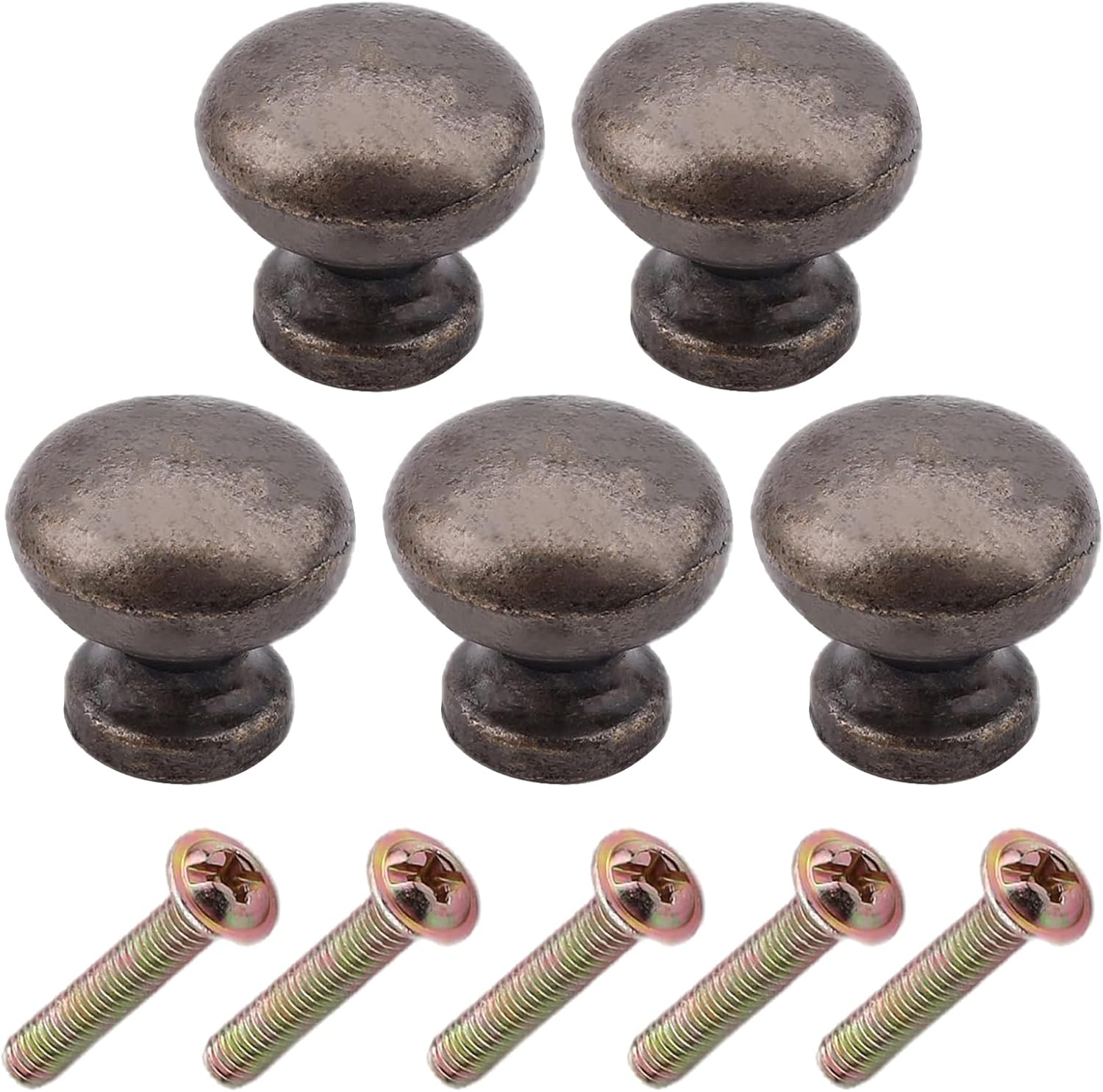 MroMax Vintage Mini Knobs 0.74inch Dia Antique Bronze Tiny Handles Wooden Desk Organizer Pull Knobs Zinc Alloy with Screws Replacement Small Knobs for DIY Jewelry Box Tissue Case Organizer 5Pcs