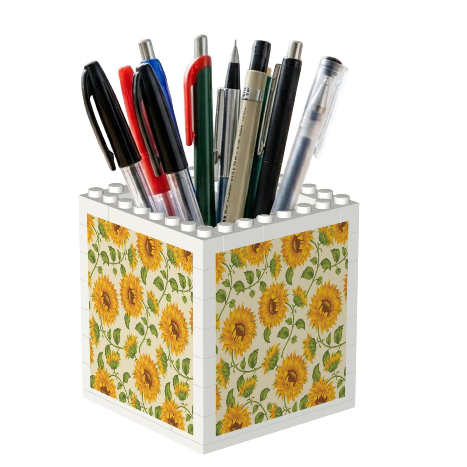 Poadnly Drawn Sunflower, Pen Pot Pencil Holder for Office Home School, Compact Desk Organiser for Office Stationery
