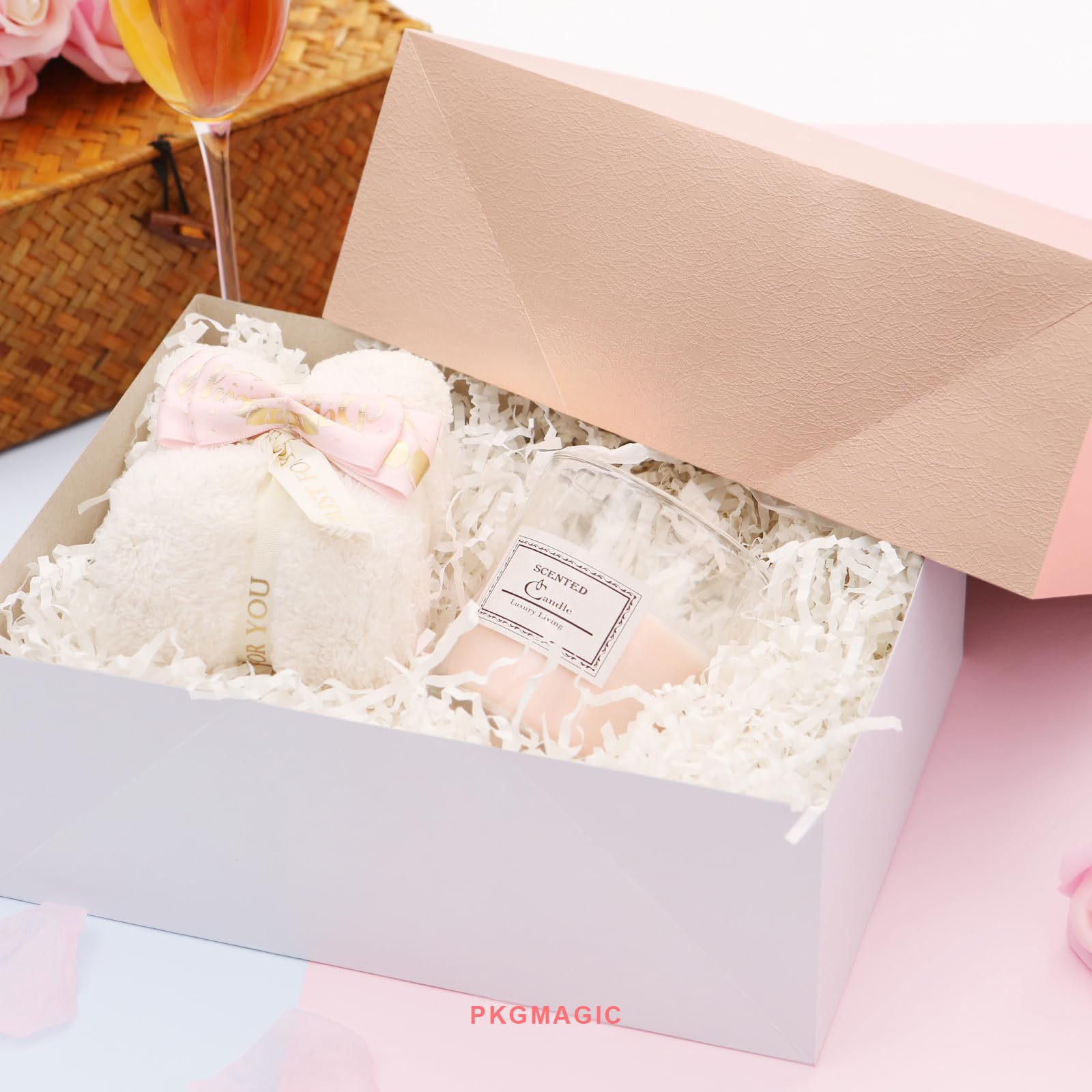 10 Boîtes Cadeaux Vides PKGMAGIC - 24,1x16,5x10,2cm - Or - Avec Couvercles - Pour Emballage Cadeaux