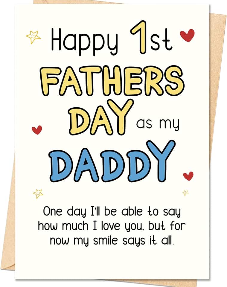 IDU First Fathers Day Card, First Fathers Day Card Gifts for New Dad | Happy 1st Father's Day Cards Gift for New Dad Daddy Husband, Funny 1st Father's Day Cards Decorations from Baby Daughter Son
