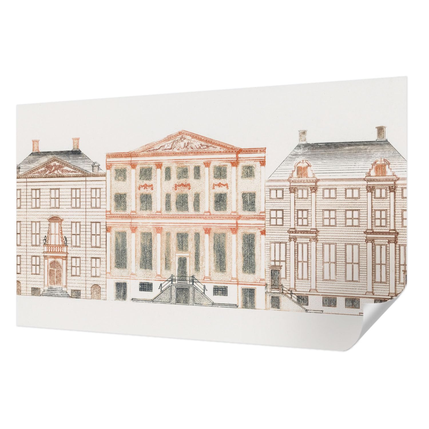 Papier peint adhésif de salon panoramique style bâtiments classiques pour chambre