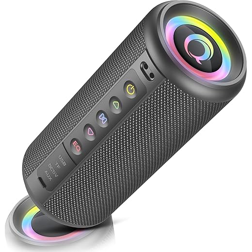 Portable Bluetooth Speaker, 2026 Bluetooth 5.4 Wireless Speaker with 20W HD Loud Stereo Sound, 20H Playtime, LED Lights, IP7, TWS Pairing, Built-in Mic, for Outdoor, Home, Beach, Party, Gift