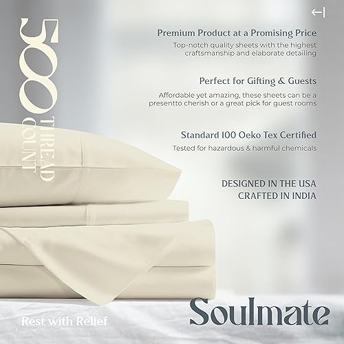 Miniatura 136 de Mayfair Linen Juego de sábanas de 100 % algodón a rayas, tamaño individual, sábanas de damasco de 500 hilos, tamaño individual, juego de 3 piezas