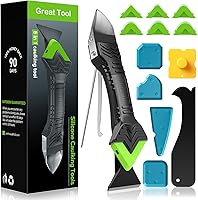 Vista 1 de Herramienta de calafateo 5 en 1 de silicona, herramienta de acabado de sellador para lechada con raspador, 6 almohadillas de silicona Verde