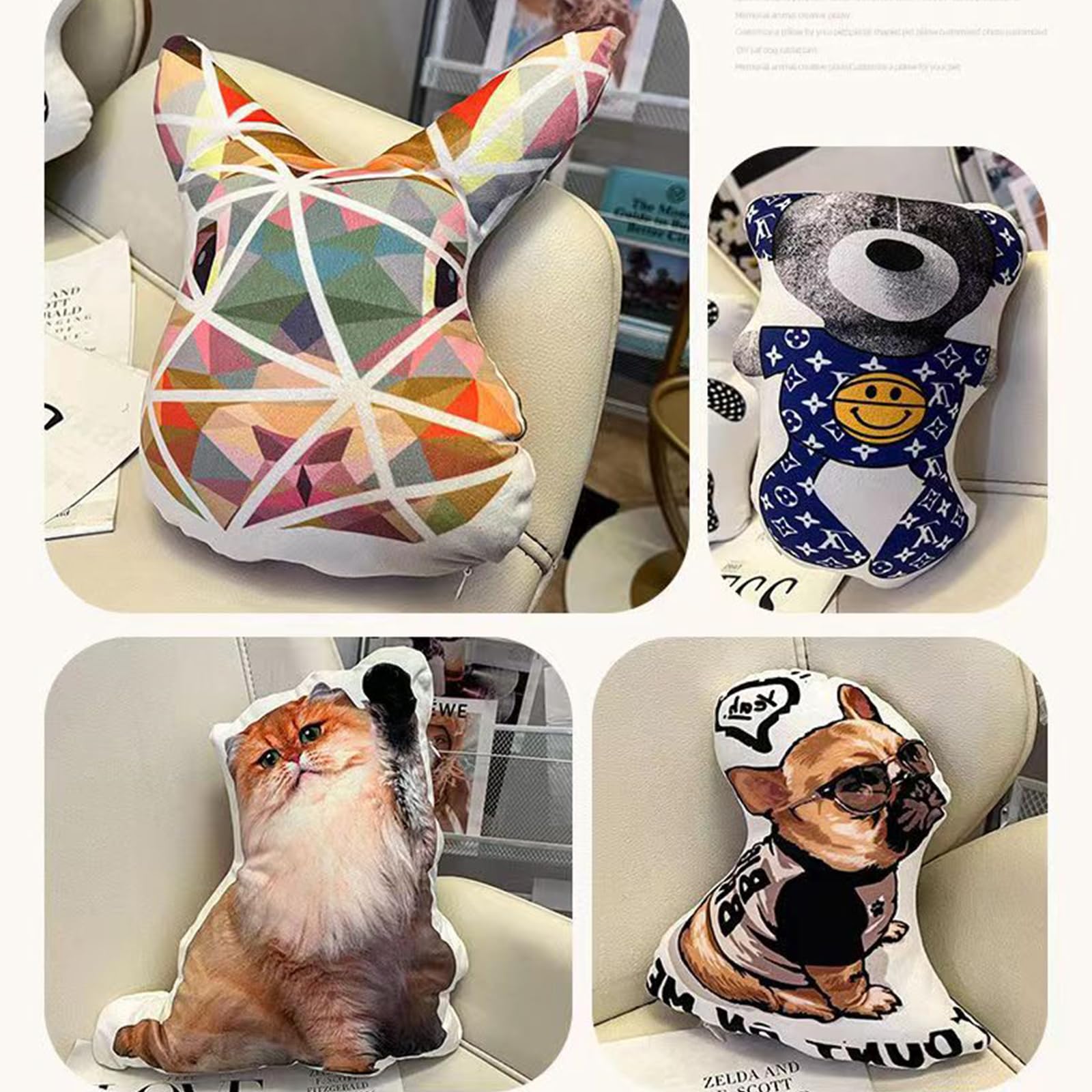 Cuscini personalizzati a forma di animale domestico, cuscino personalizzato per animali domestici doppio lato stampa 3D foto per Natale, Ringraziamento, San Valentino, Halloween