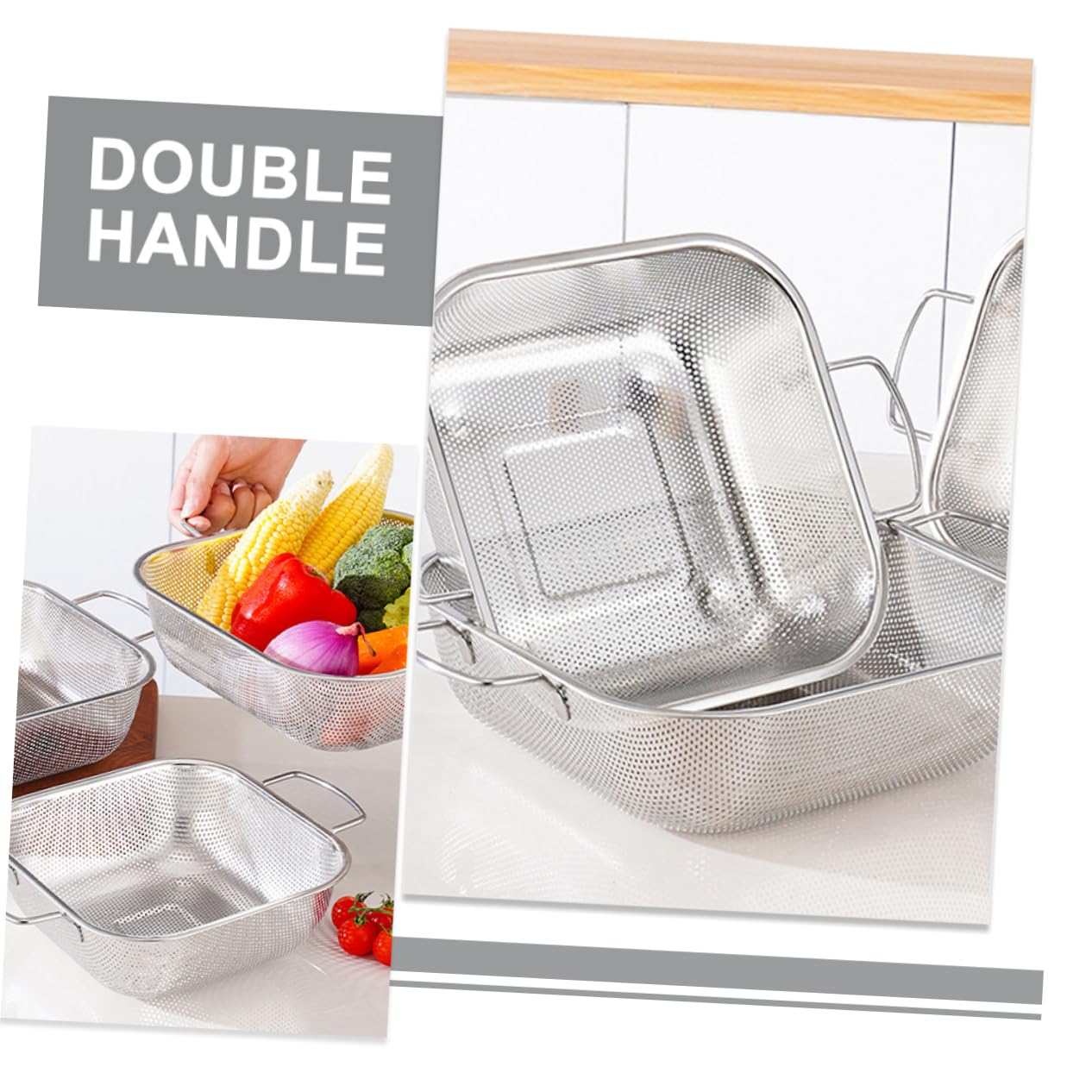 Colador Inoxidable Con Escurridor Para Pasta Cesta Drenante Multifuncional Para Cocina y Lavavajillas