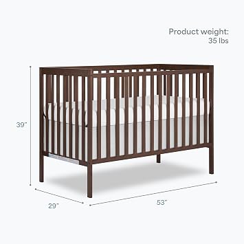 Dream On Me Synergy 5 in 1 Convertible Crib in Smokey Oak, Greenguard Gold and JPMA Certified, Converts from A Baby Crib to A Toddler Bed, A Daybed -Size Bed