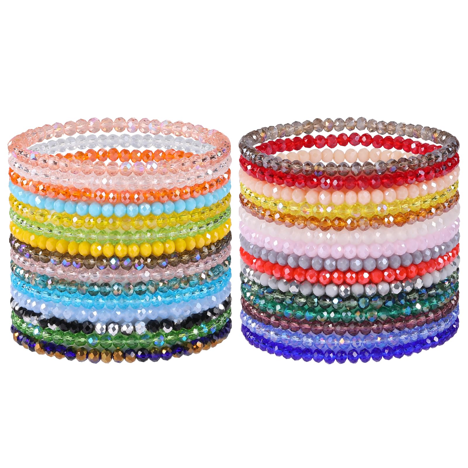 Ornaland 30 Pcs Beaded Bracelets Surfer Stretch Bracelets Set Colorful Glass Beads Bracelets Stackable Boho Bracelets Beach Friendship Bracelets Wrist