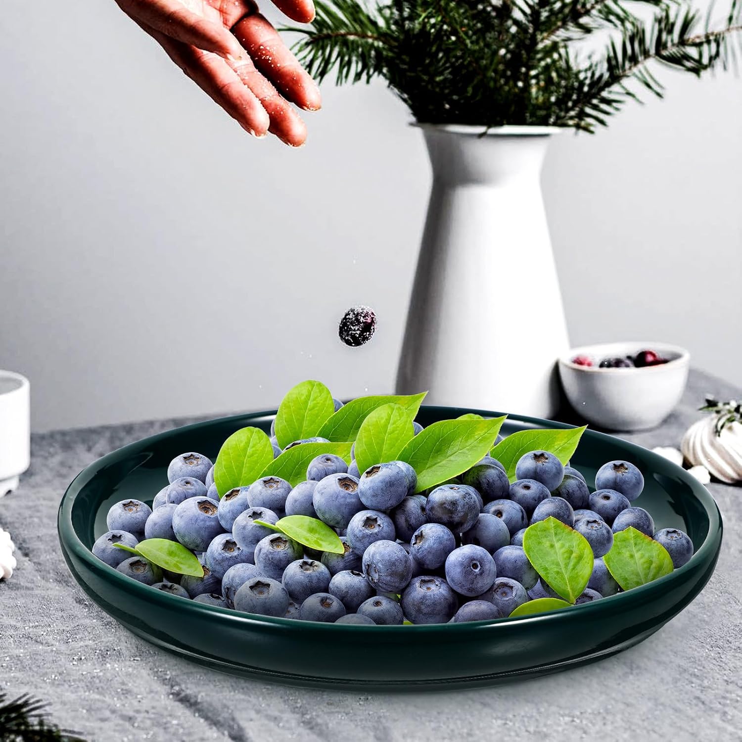Ceramic Dessert Serving Tray for Tea Parties, Thanksgiving, Xmas Green
