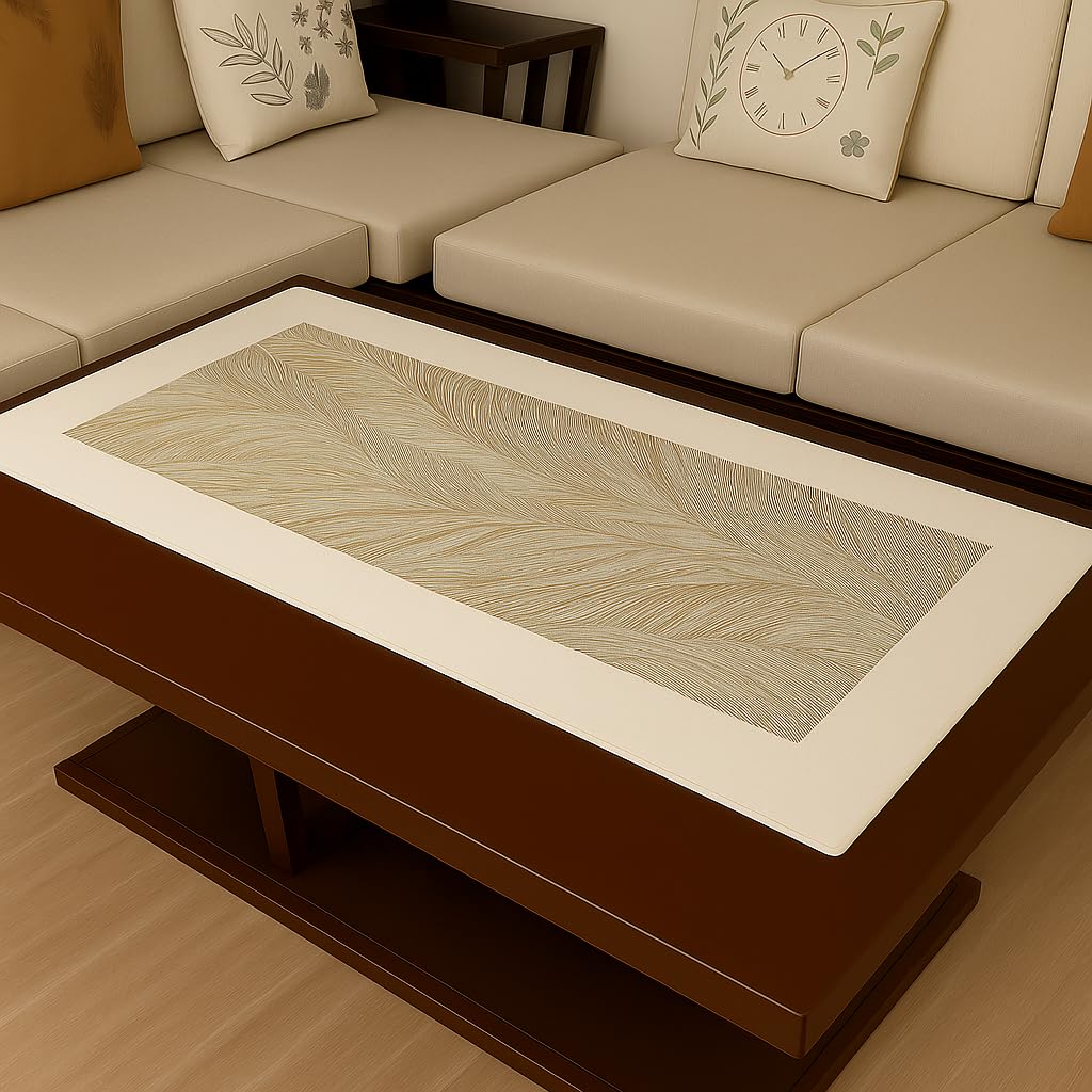 Homerz Premium Table Runner, PVC, Size- 92x34 cm | Waterproof, Heat Resistant, Non-Slip, Easy to Clean Soft Table Runner for Coffee Table, Dining Table and Centre Table. (Golden Aura)-image-2
