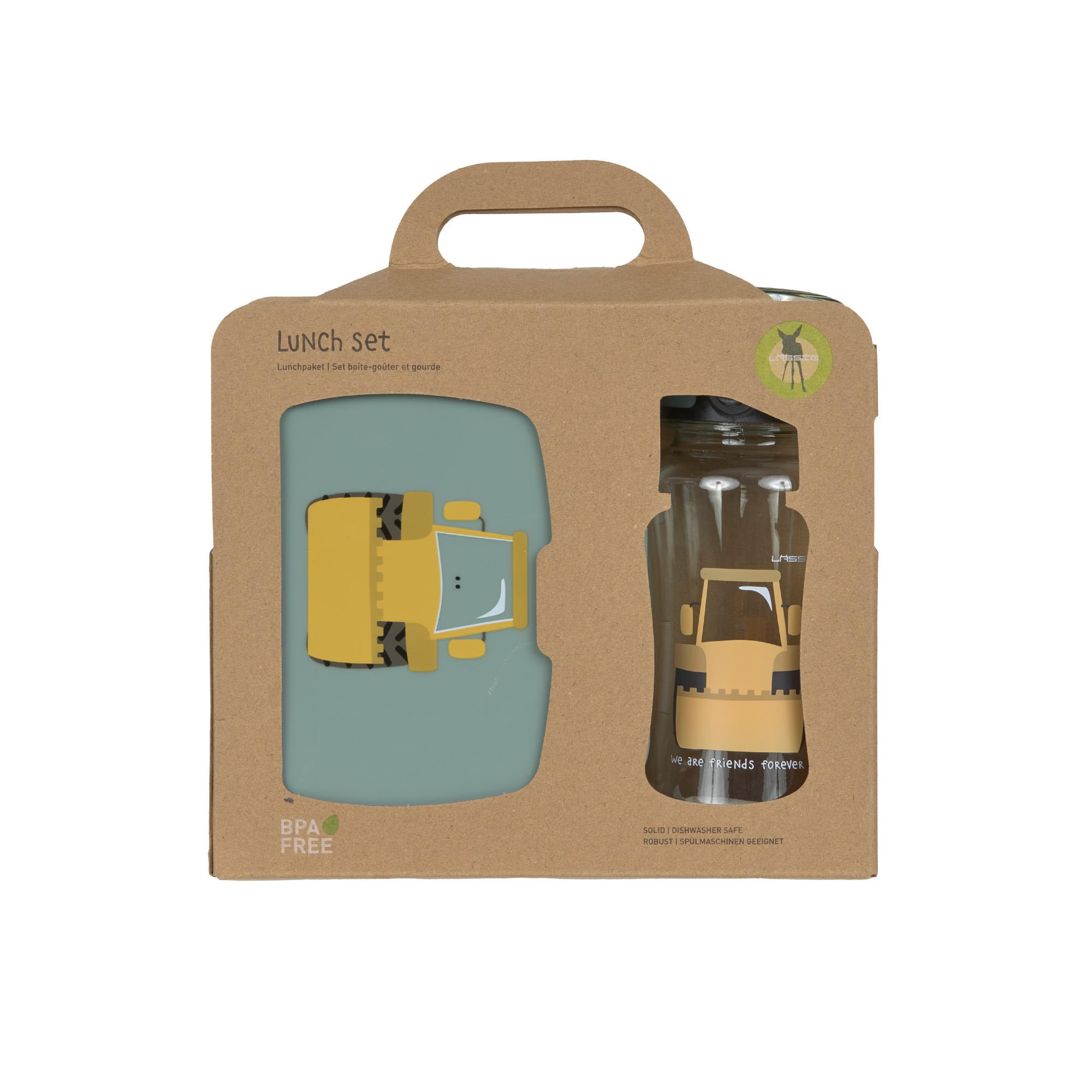 Lässig Set di pranzo e biberon 460 ml Tiny Drivers Excavator