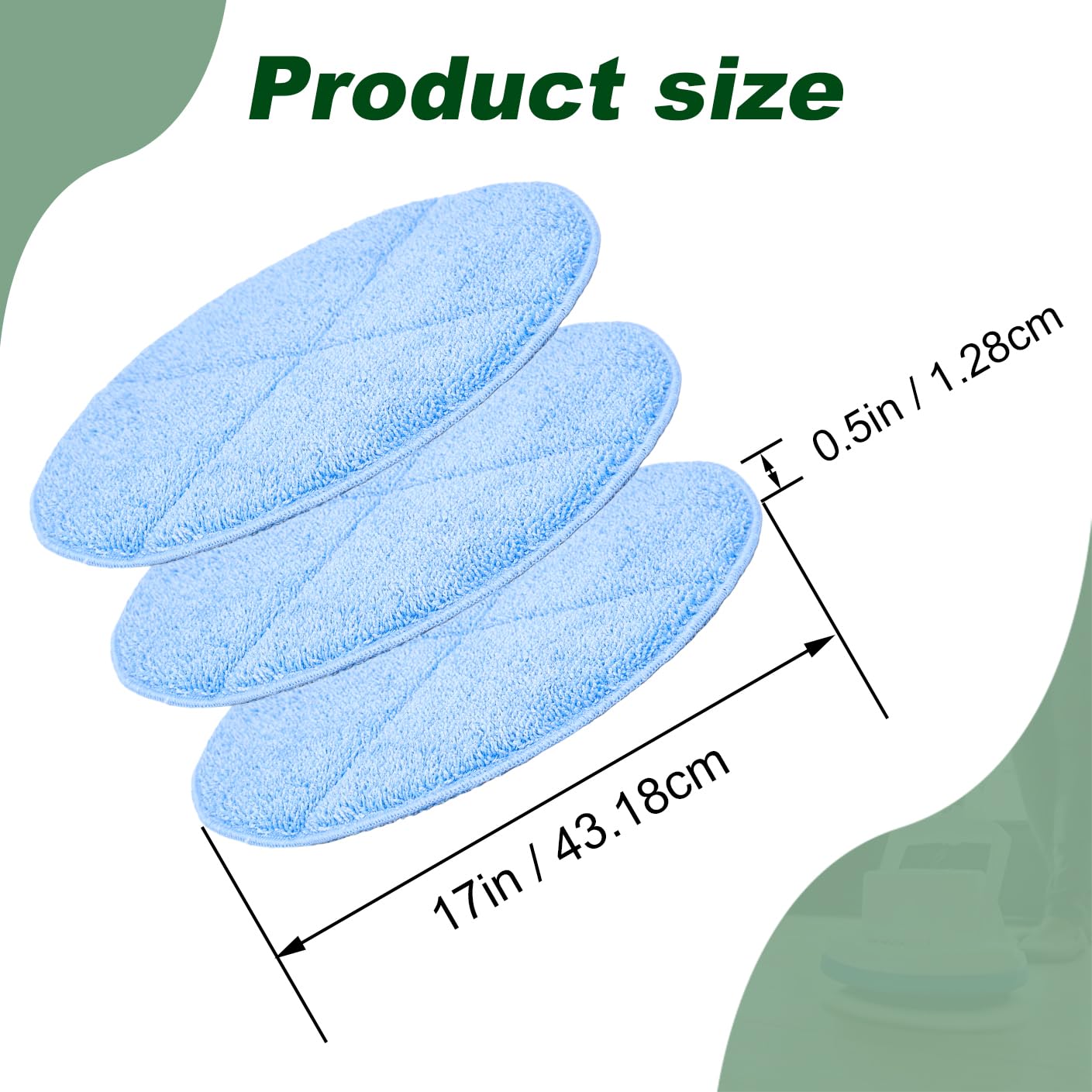 Commercial 17 Inch Microfiber Carpet Bonnet Floor Machines Pads Compatible with Floor Machine: 3 Packs Microfiber Carpet Bonnet Floor Buffer Pads