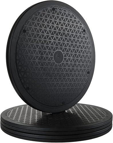 RHBLME Paquete de 3 unidades Black Lazy Susan, giratorio de 12 pulgadas con soporte de rodamientos de bolas de acero para tocadiscos, monitor, TV,