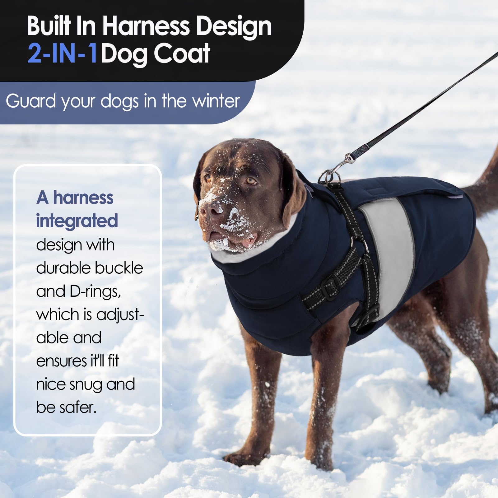 AOFITEE Dog Winter Coat, Dog Coat with Harness Built in - Image 2
