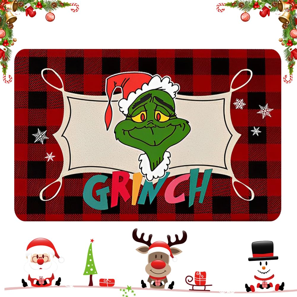 SYTTNUM Navidad Felpudo, Antideslizante Lavable Alfombra Franela Antideslizante,Alfombras de Decoración de Navidad, para el Pasillo, el Salón, el Baño, la Cocina (40 * 60cm)