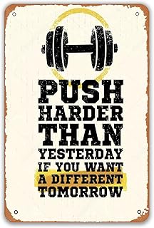 Letreros de metal con frases motivacionales para gimnasio, "Sigue adelante con fuerza", decoración de fitness, letrero ret...